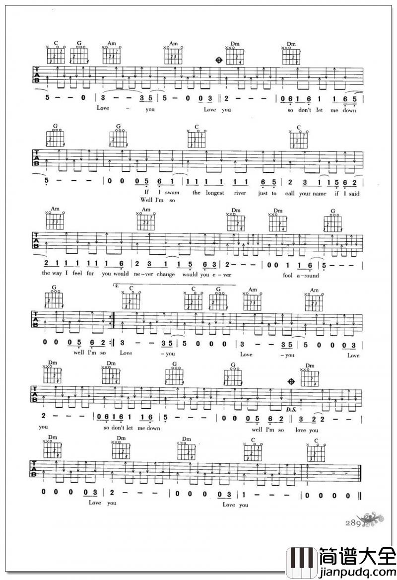 because_I_love_you吉他谱_(因为我爱你英文吉他谱)