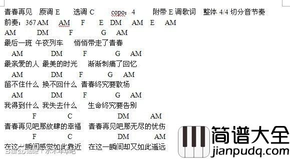 青春再见_吉他谱_水木年华