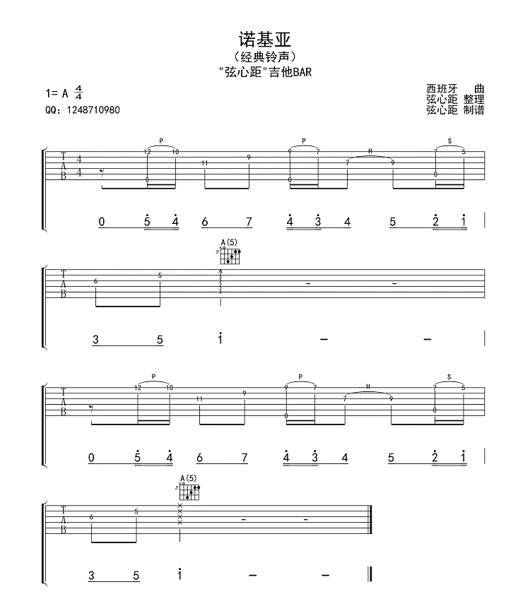 _诺基亚_经典铃声吉他谱