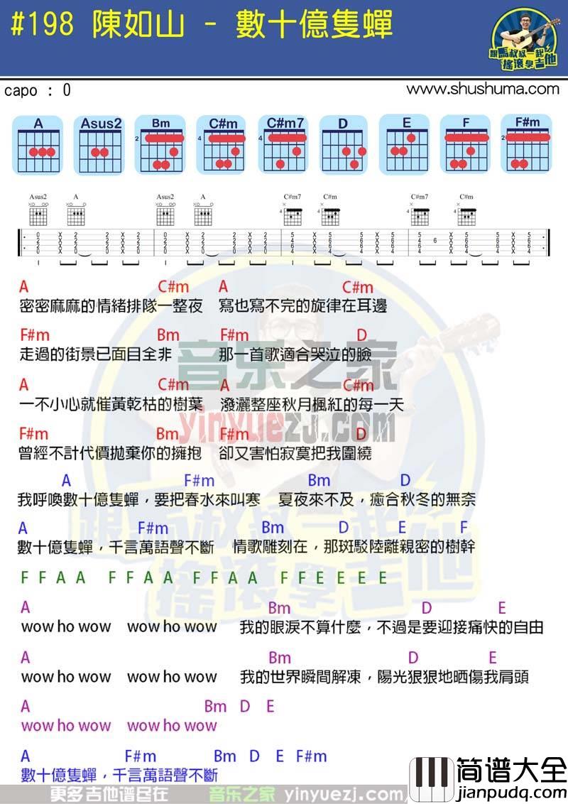 数十亿只蝉_吉他谱__陈如山（马叔叔版）