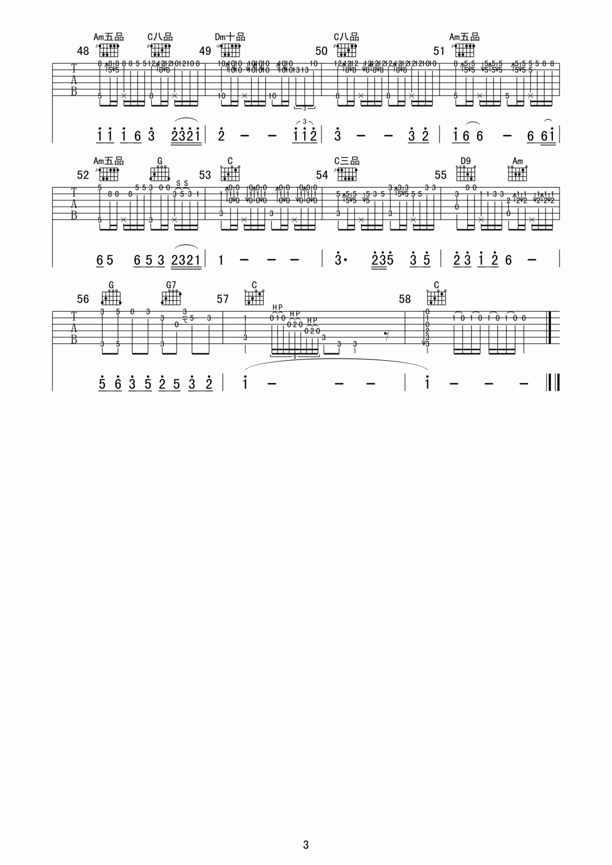 迟来的爱指弹谱_吉他独奏solo谱