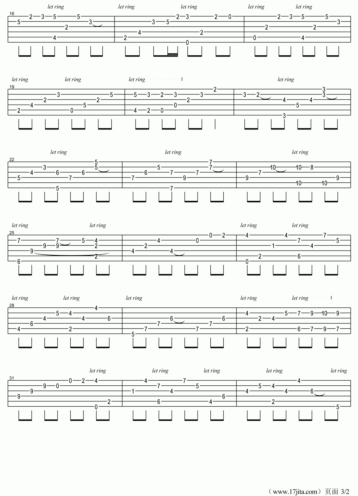 安妮的仙境指弹吉他谱_班得瑞_独奏solo谱