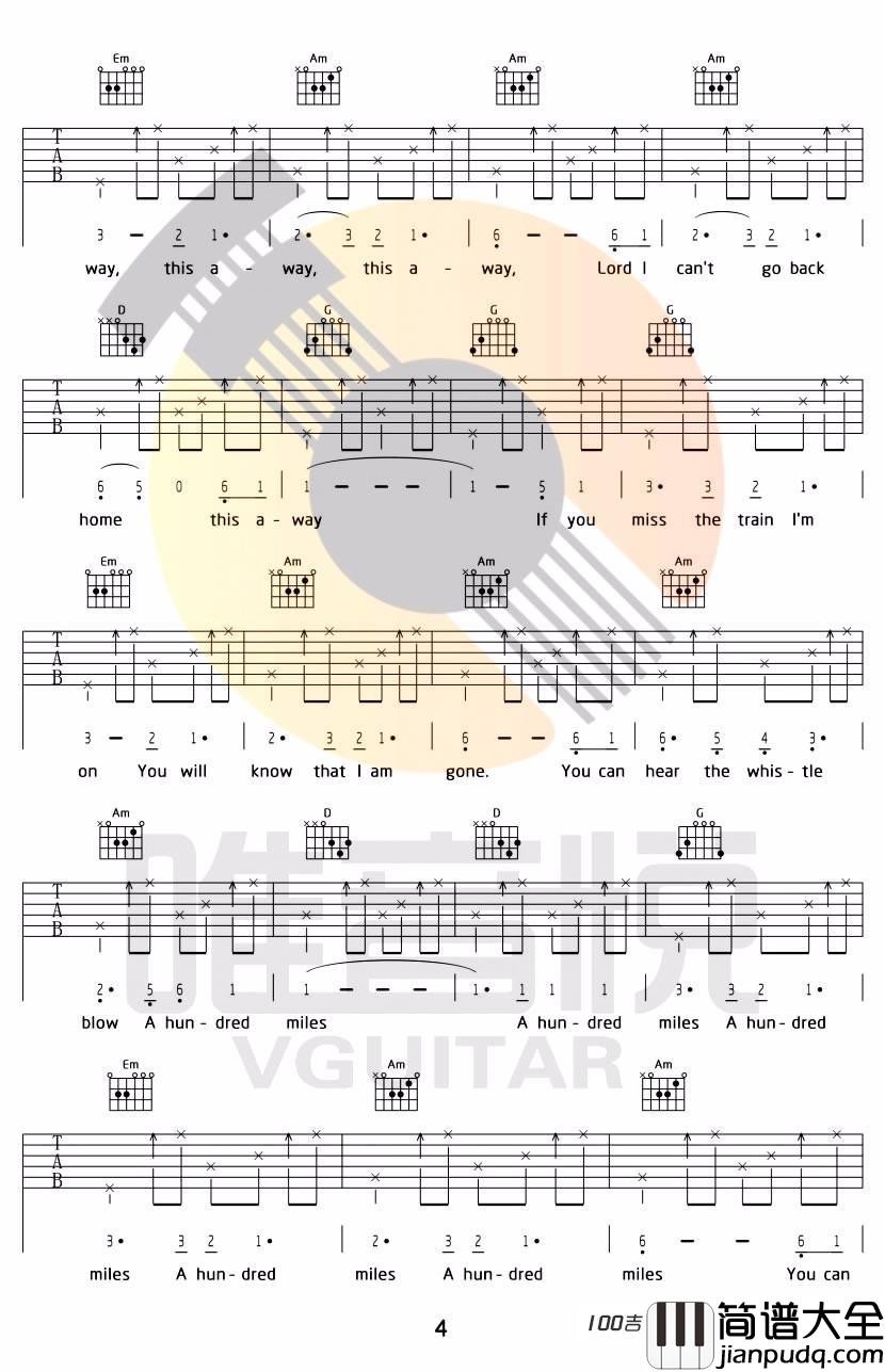 _500miles_吉他谱_醉乡吉他谱_G调吉他伴奏弹唱谱