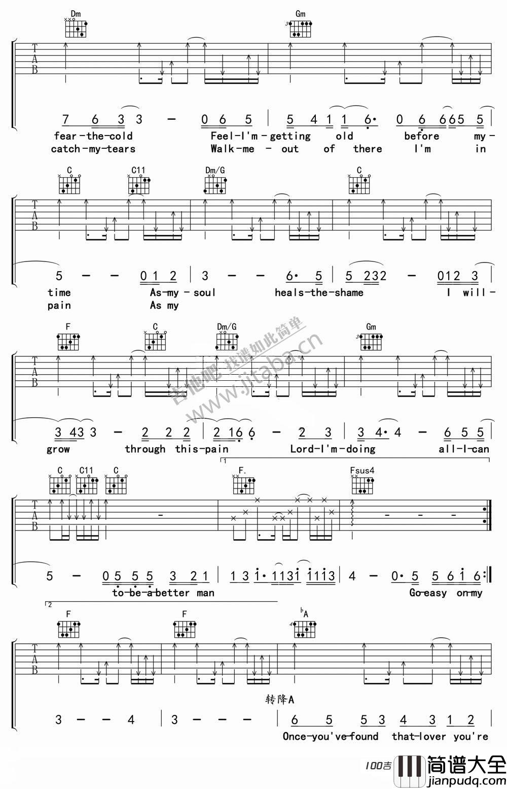 Better_man吉他谱_Robbie_Williams_吉他伴奏弹唱谱