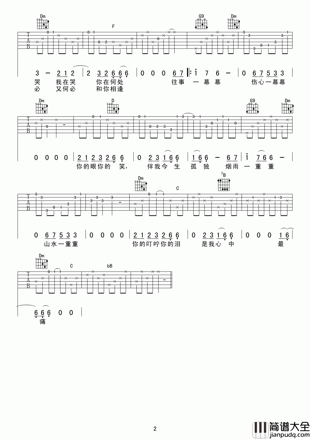 烟雨蒙蒙吉他谱_古巨基_吉他伴奏弹唱谱