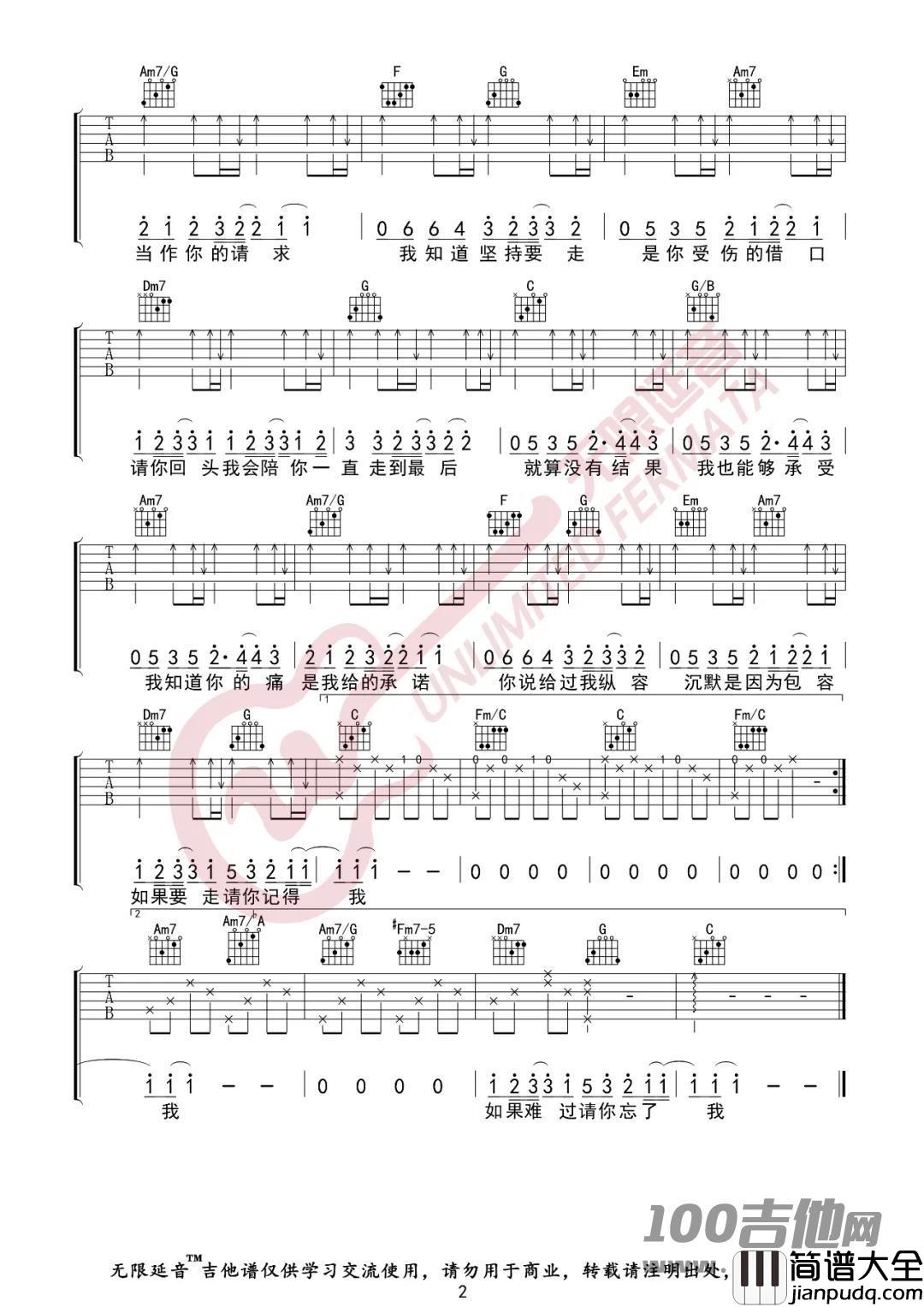 _借口_吉他谱_周杰伦_C调_吉他伴奏弹唱谱