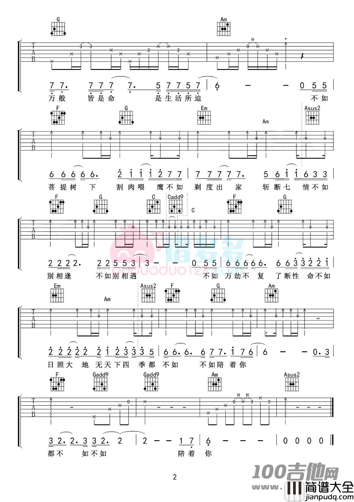 _姬和不如_吉他谱_隔壁老樊_C调版[老姚编配]