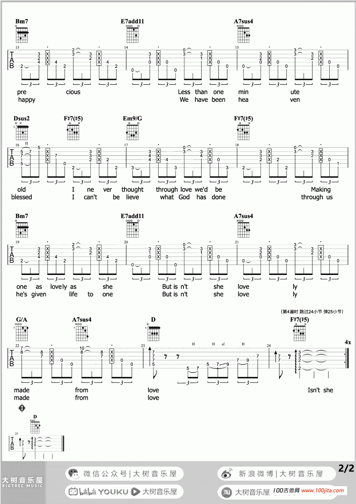 _Isn’t_She_Lovely_吉他谱