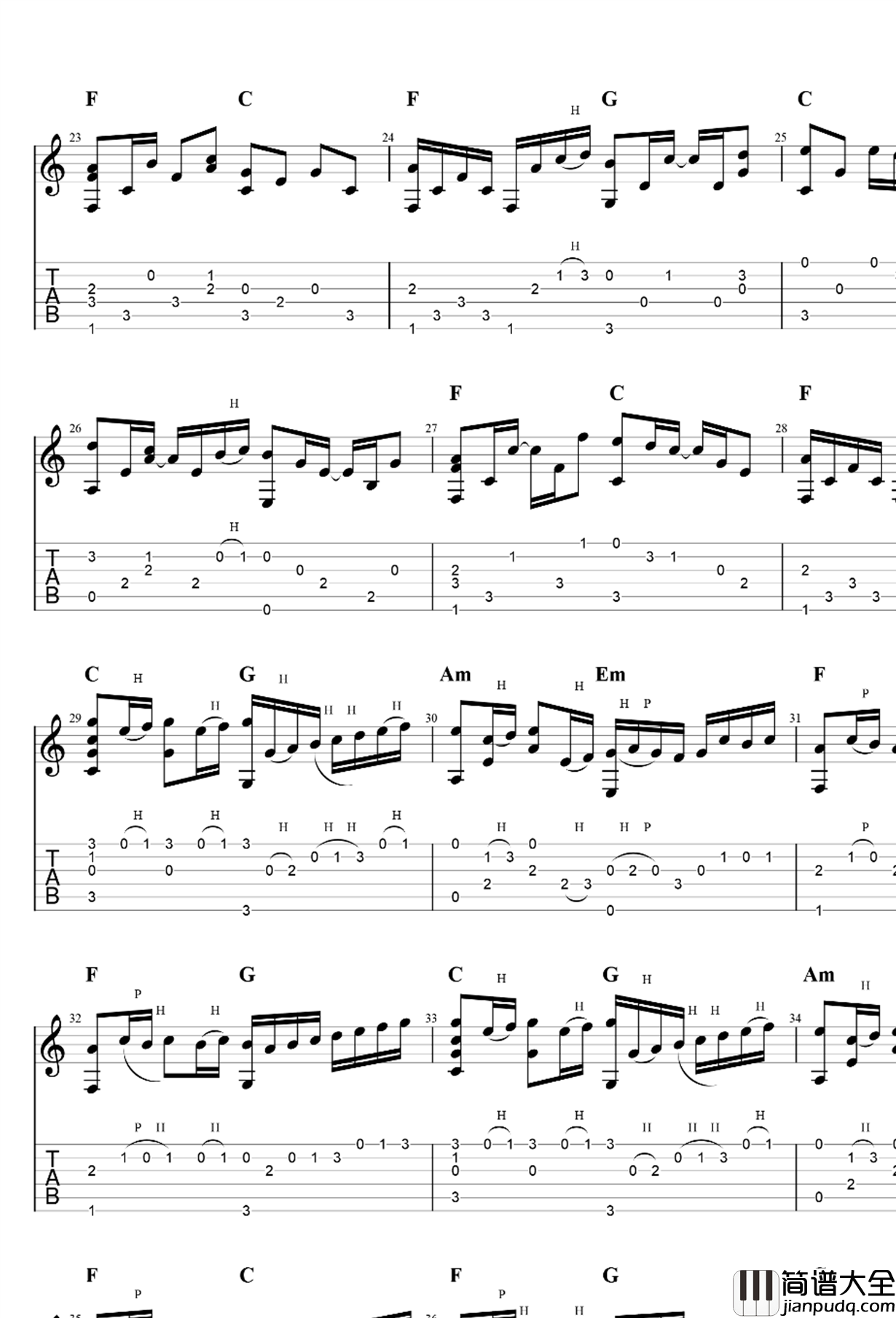 卡农吉他谱_Canon独奏指弹谱(附吉他演示+教学视频) 卡农吉他谱_Canon独奏指弹谱(附吉他演示+教学视频)