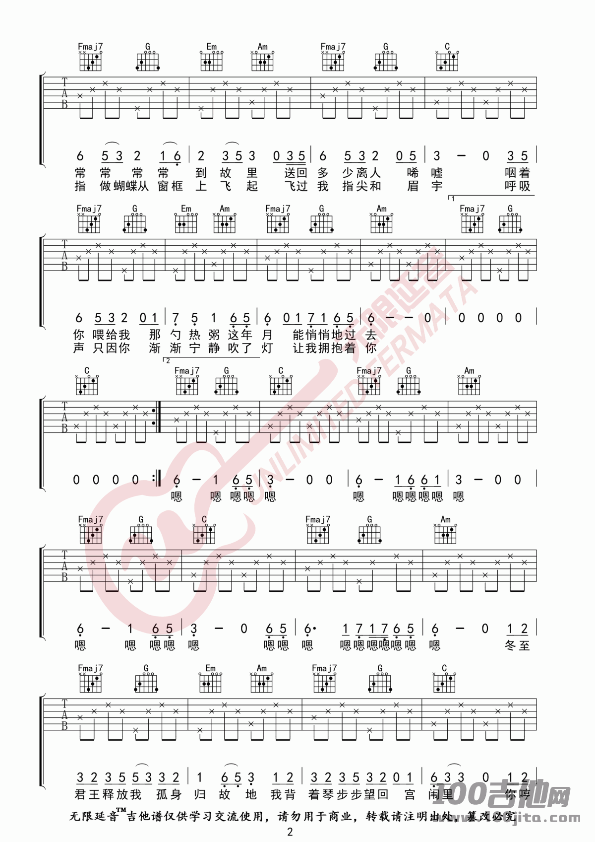 琴师吉他谱_C调_要不要买菜_吉他伴奏弹唱六线谱