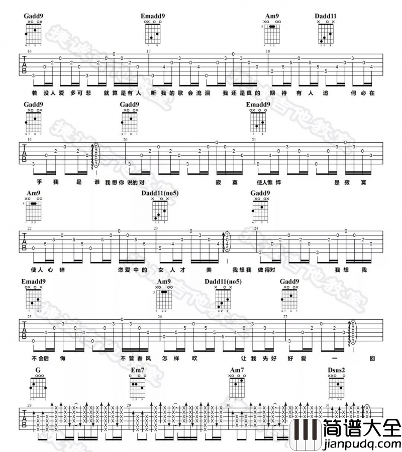 不必在乎我是谁吉他谱_G调_李宗盛_吉他伴奏弹唱谱