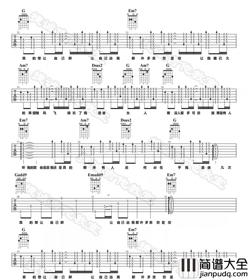 不必在乎我是谁吉他谱_G调_李宗盛_吉他伴奏弹唱谱