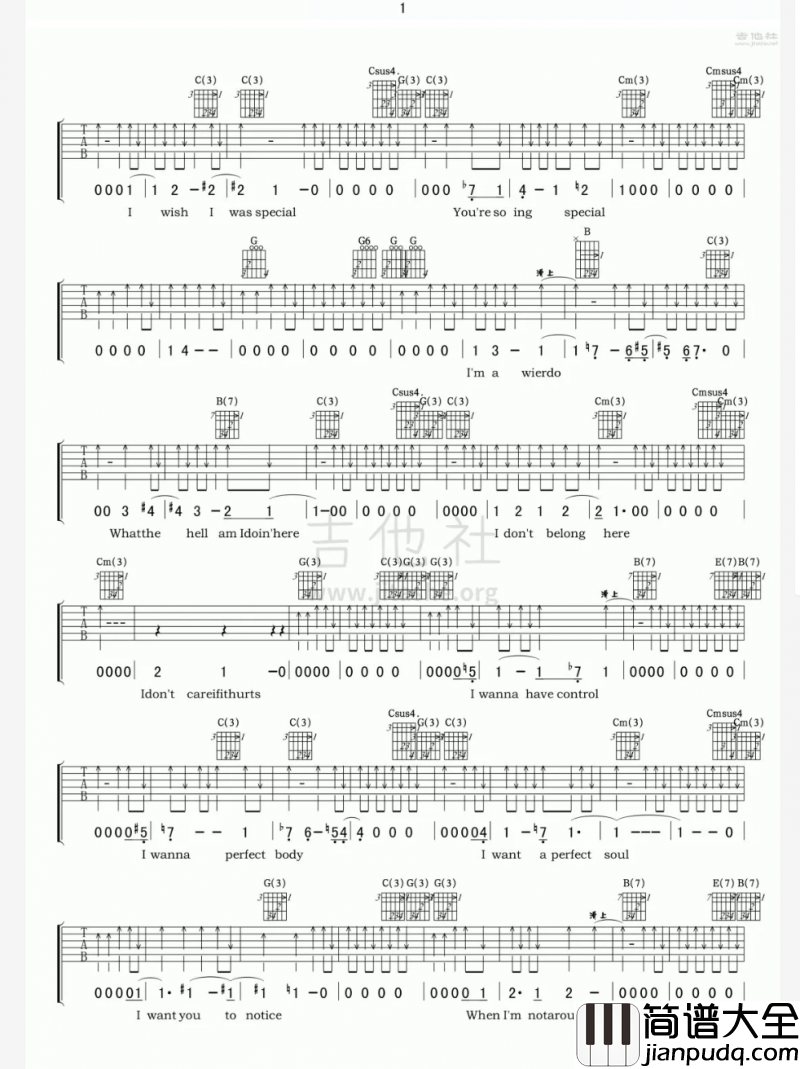 Creep吉他谱_Radiohead_G调_吉他伴奏弹唱谱