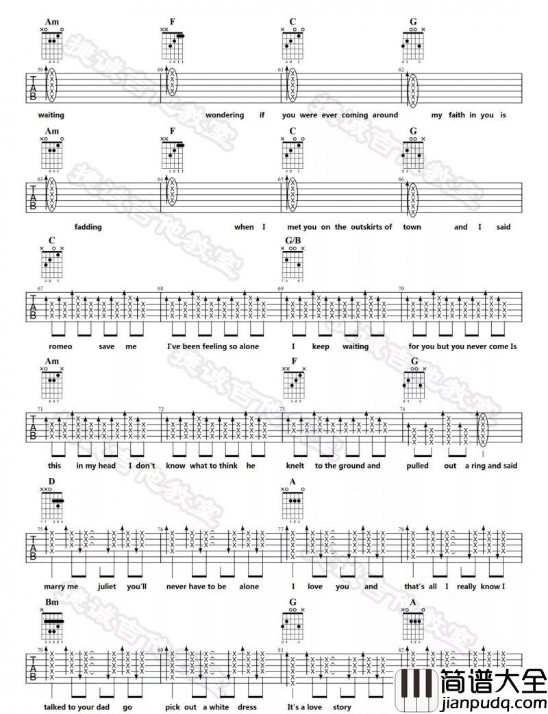 _Love_Story_吉他谱_Taylor_Swift_C调原版弹唱六线谱