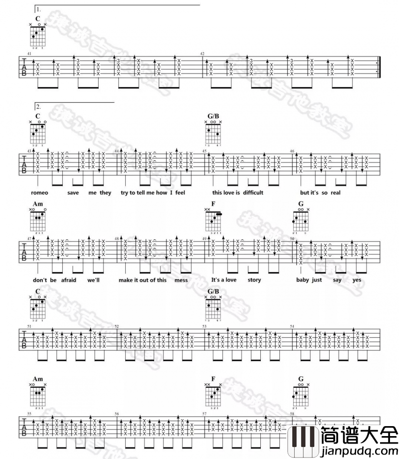 _Love_Story_吉他谱_Taylor_Swift_C调原版弹唱六线谱