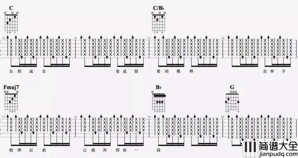 陪你度过漫长岁月_C调吉他谱_陈奕迅