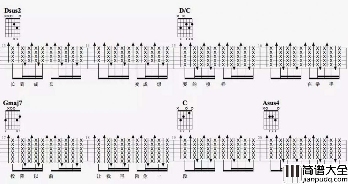 陪你度过漫长岁月_D调吉他谱_陈奕迅