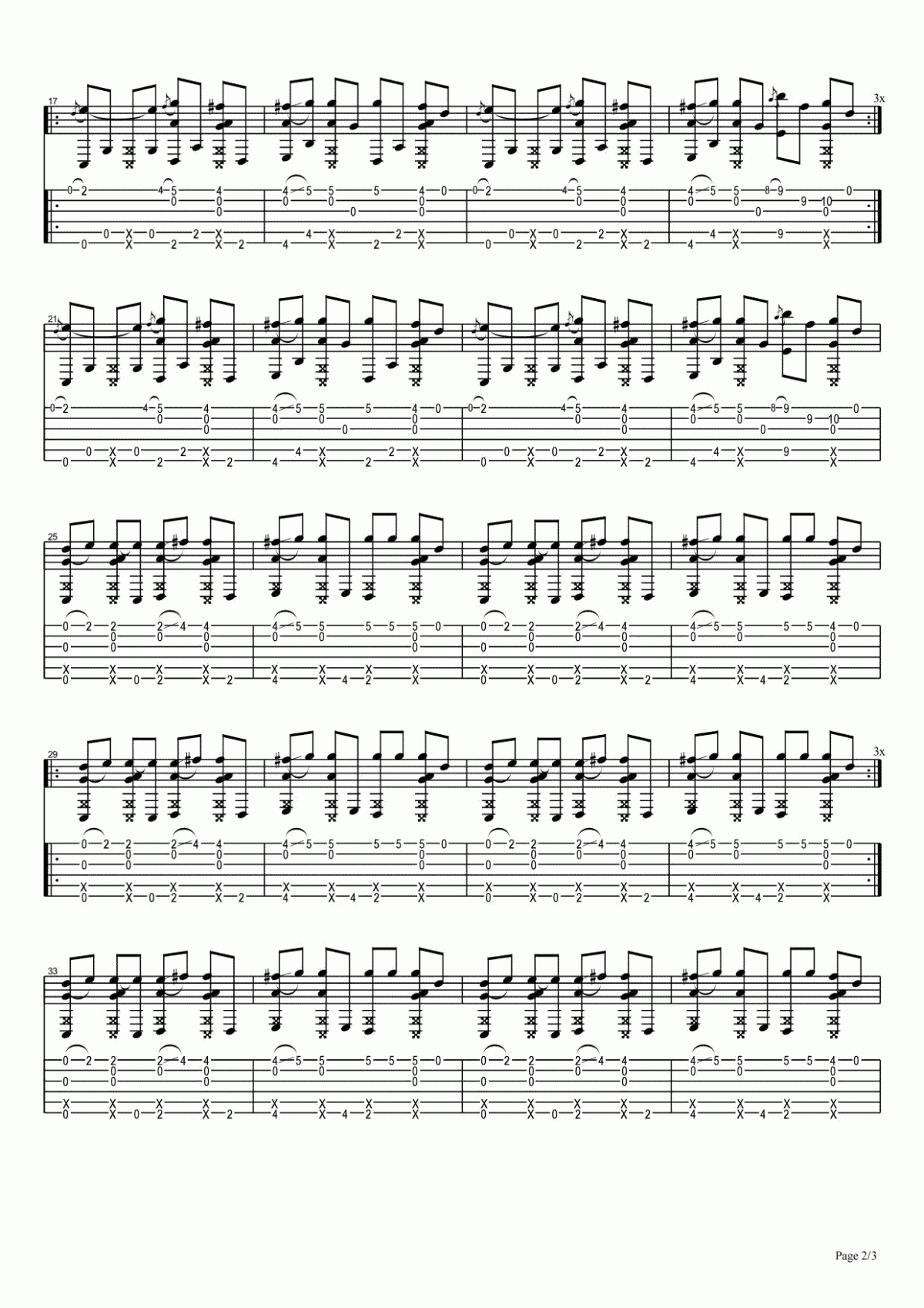 PDD洪荒之力_指弹版吉他谱_Hoaprox