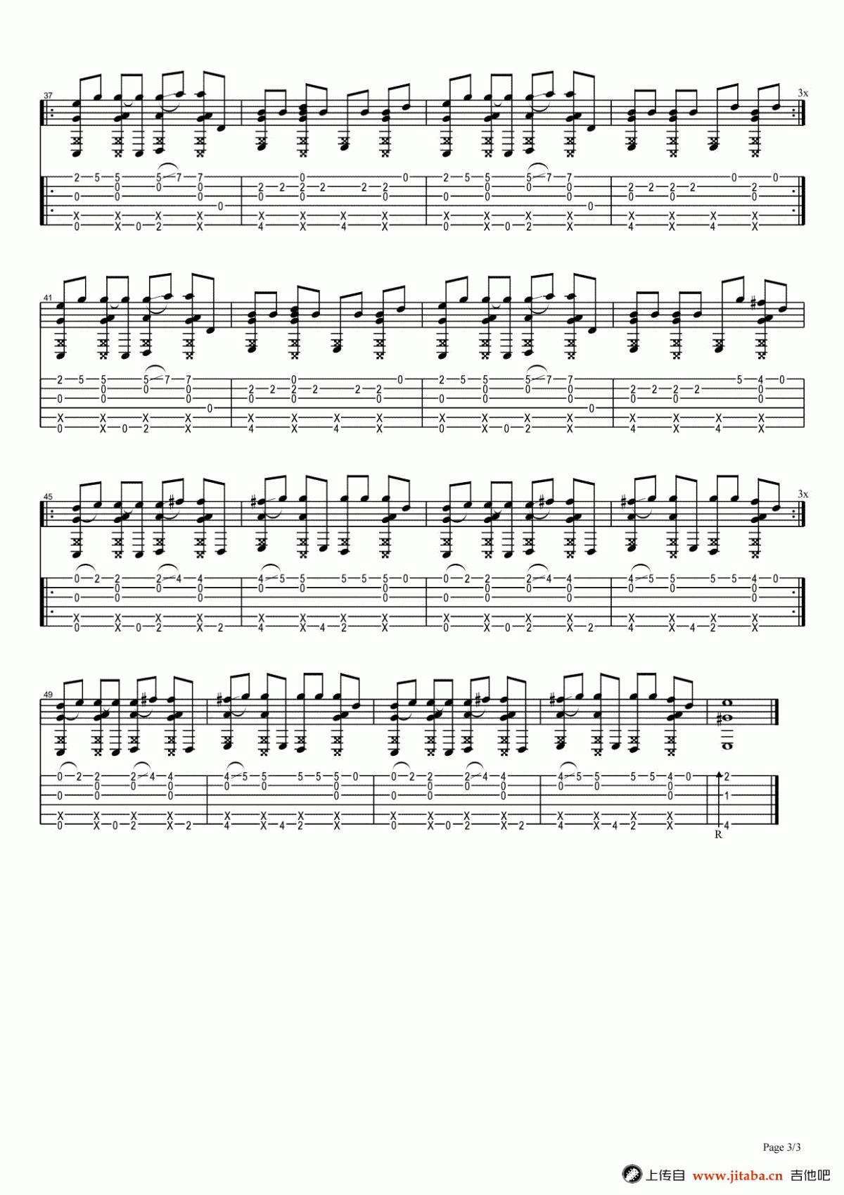 PDD洪荒之力_指弹版吉他谱_Hoaprox