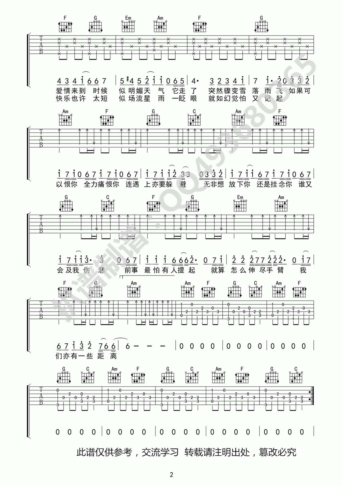 爱在记忆中找你吉他谱_林峰_C调