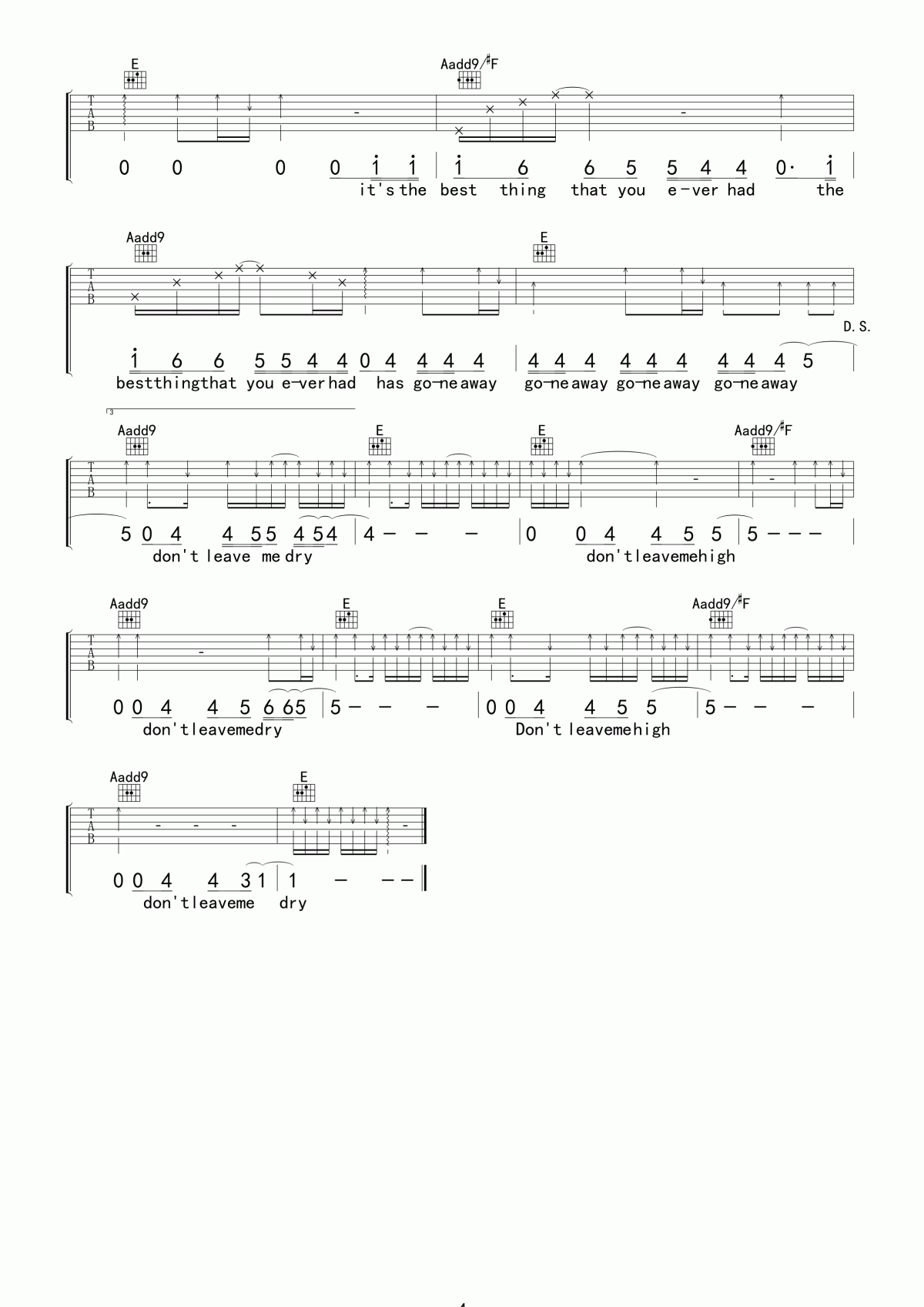 Radiohead_High_and_Dry吉他谱