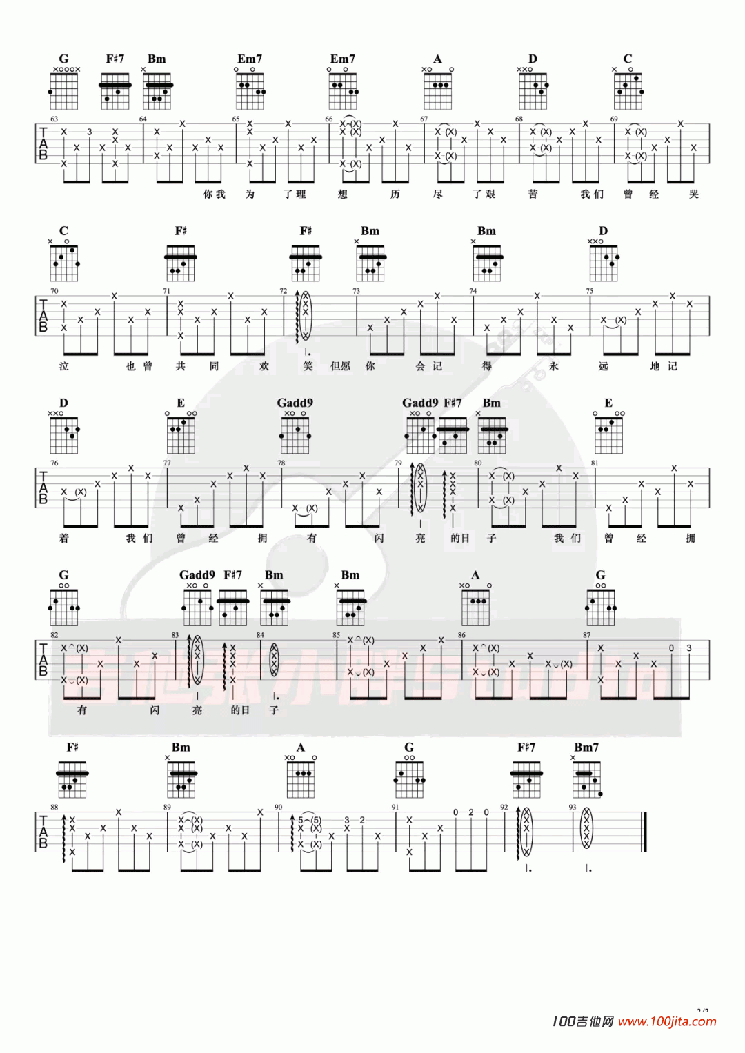 闪亮的日子吉他谱_罗大佑