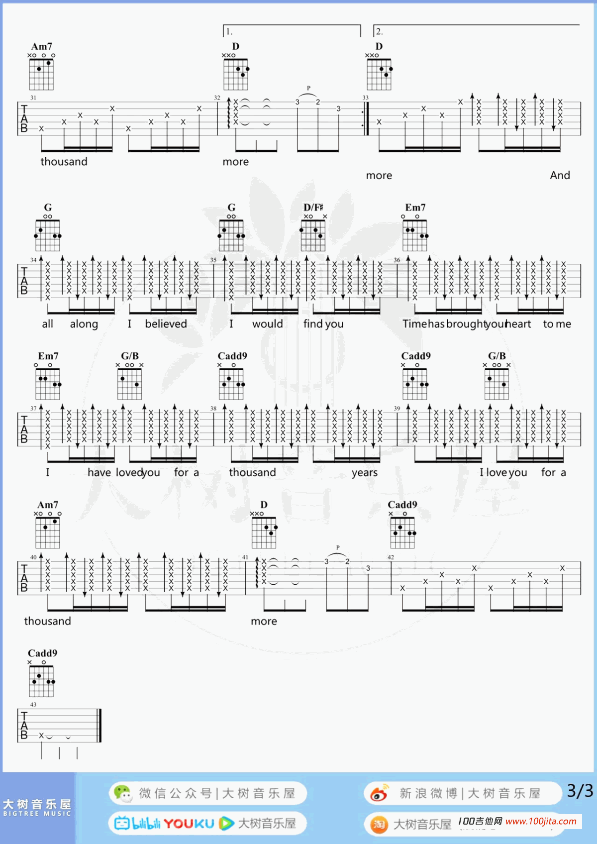 A_Thousand_Years吉他谱_吉他弹唱谱吉他六线谱