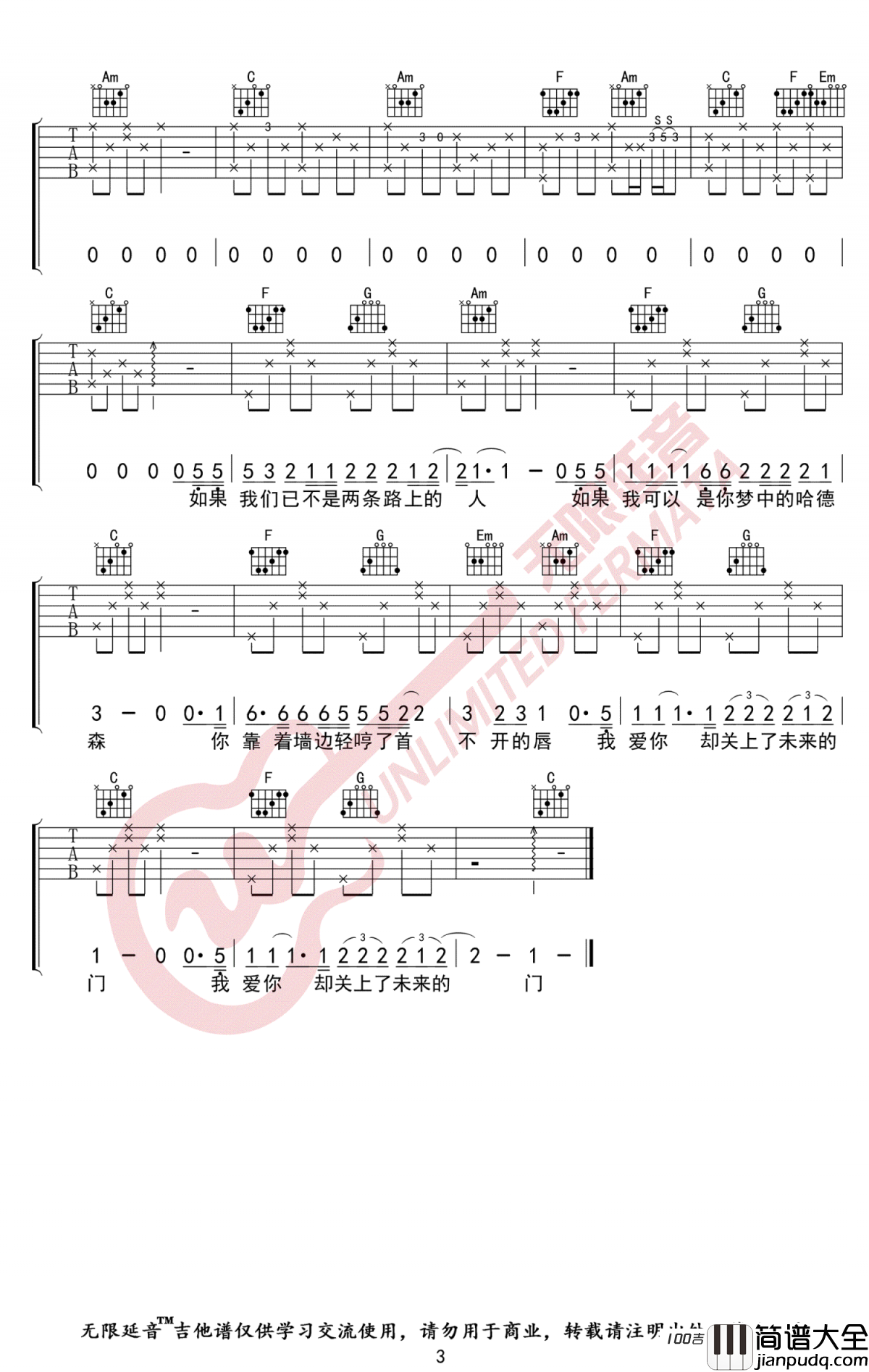 这个世界不会好了吉他谱_子墨_C调吉他弹唱谱六线谱