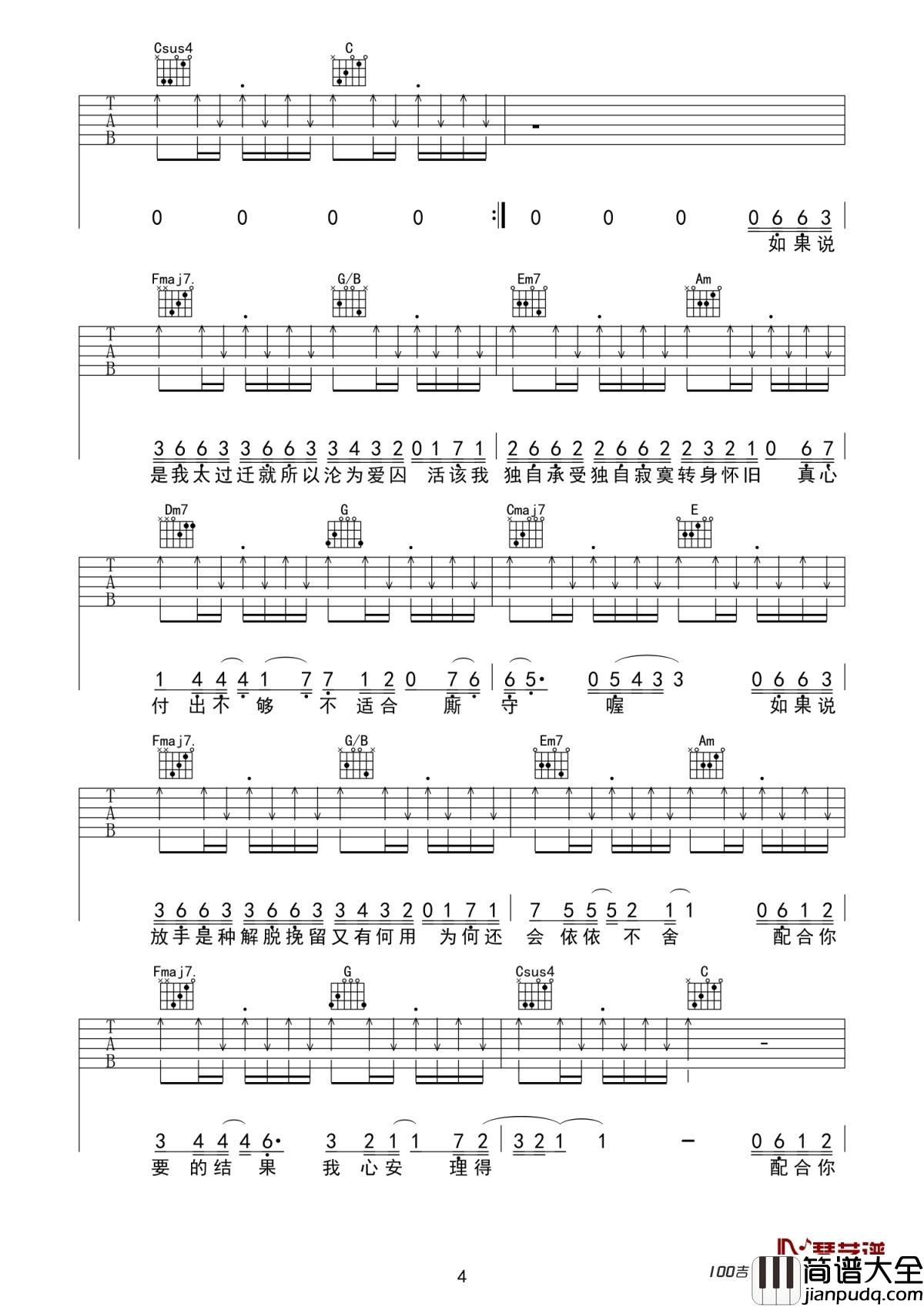 心安理得吉他谱_王天戈_C调吉他弹唱谱六线谱