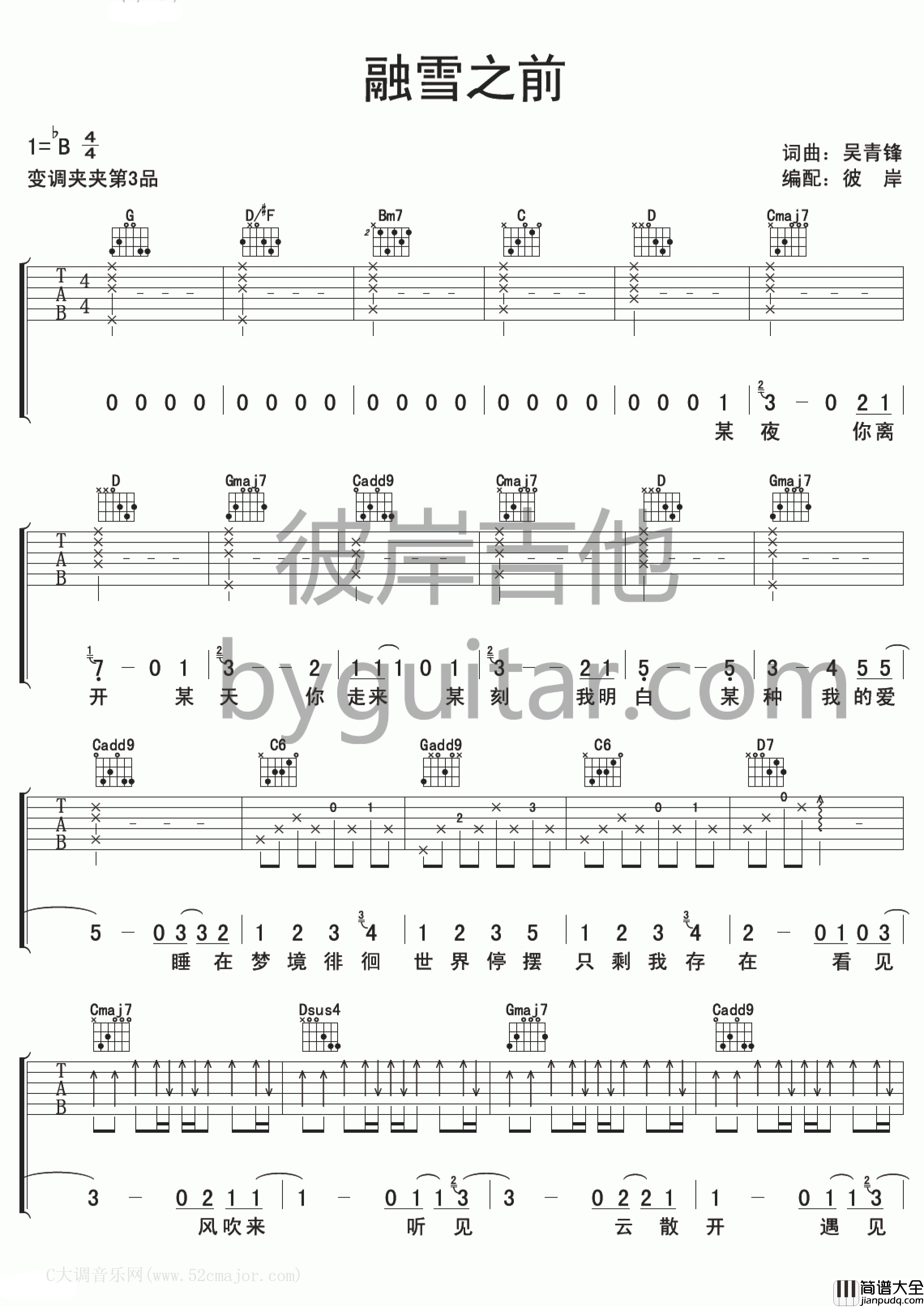 融雪之前_吉他谱_苏打绿