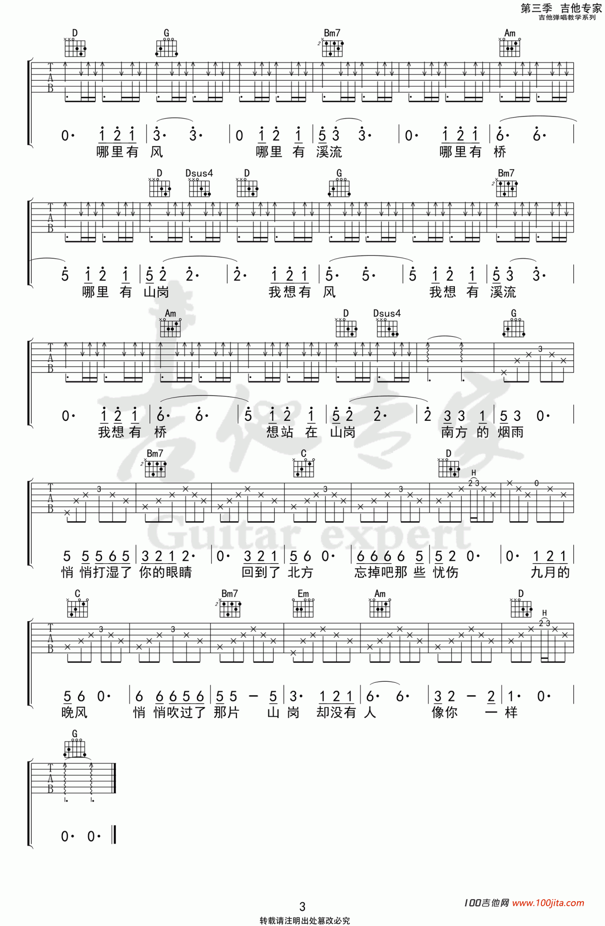 没有人像你一样吉他谱_王峥嵘_G调吉他弹唱谱六线谱