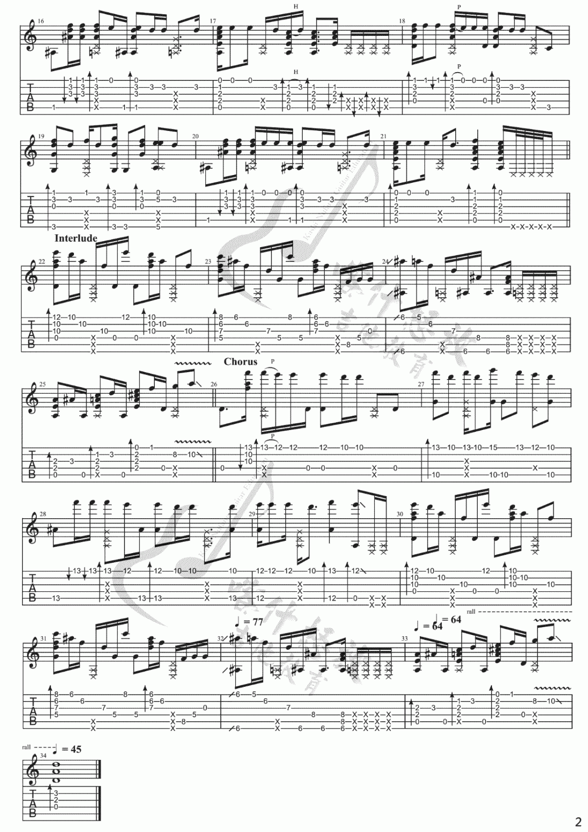 Careless_whisper指弹谱吉他独奏谱_无心快语_威猛乐队