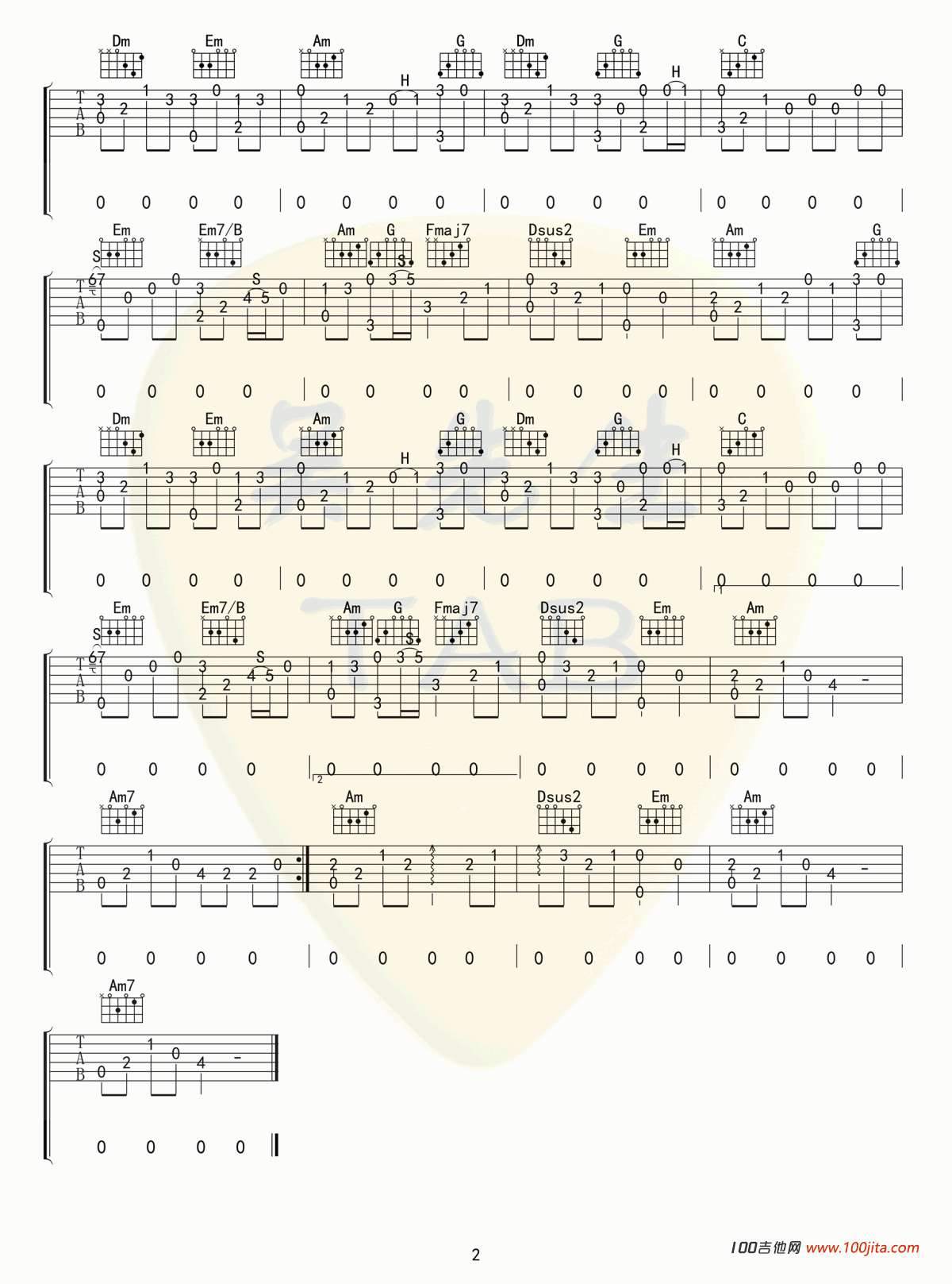 烟花易冷指弹吉他谱_周杰伦_烟花易冷吉他独奏