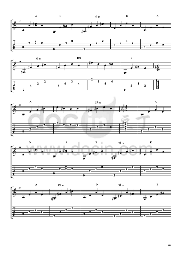 再见二丁目指弹谱_原调六线谱_杨千嬅