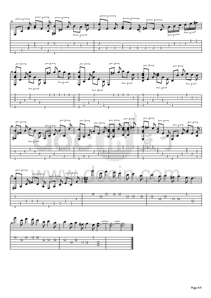 回忆指弹谱_原调六线谱_南征北战