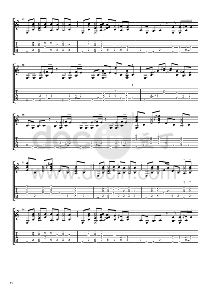 billie_jean指弹谱_原调六线谱_郑成河