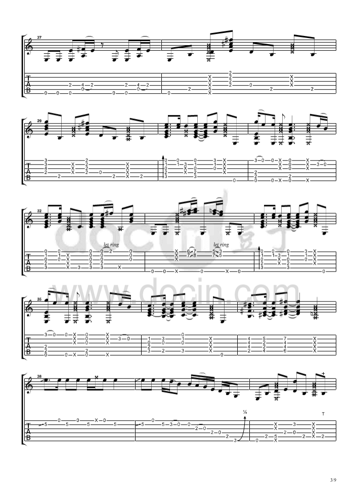 billie_jean指弹谱_原调六线谱_郑成河