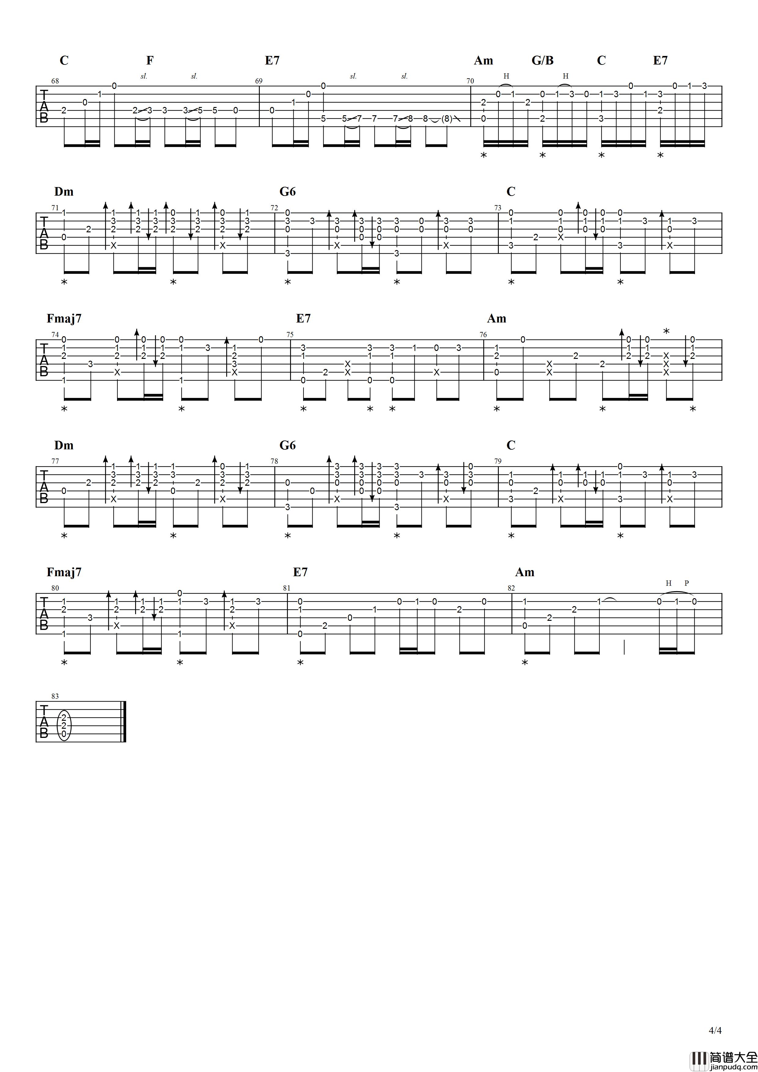 _冷雨夜_吉他谱_G调扫弦版_失物森林编配_BEYOND