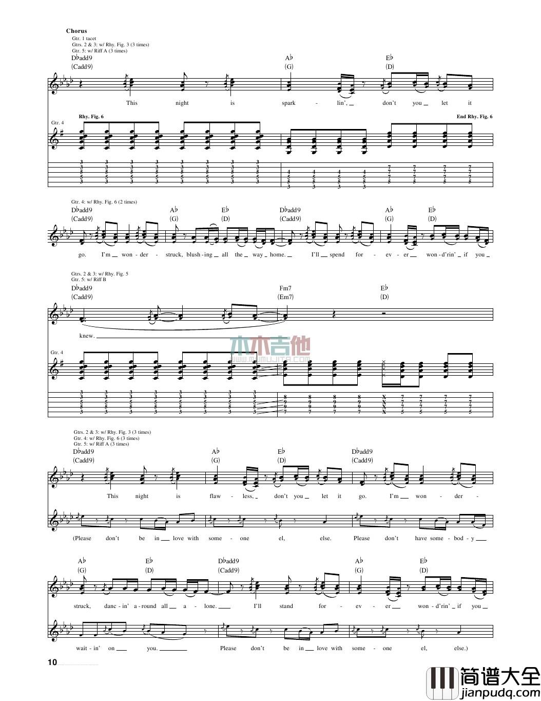 enchanted指弹谱_原调六线谱_木木吉他编配_Taylor_Swift