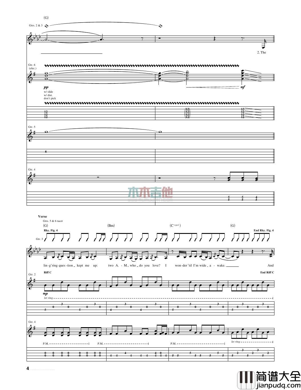 enchanted指弹谱_原调六线谱_木木吉他编配_Taylor_Swift