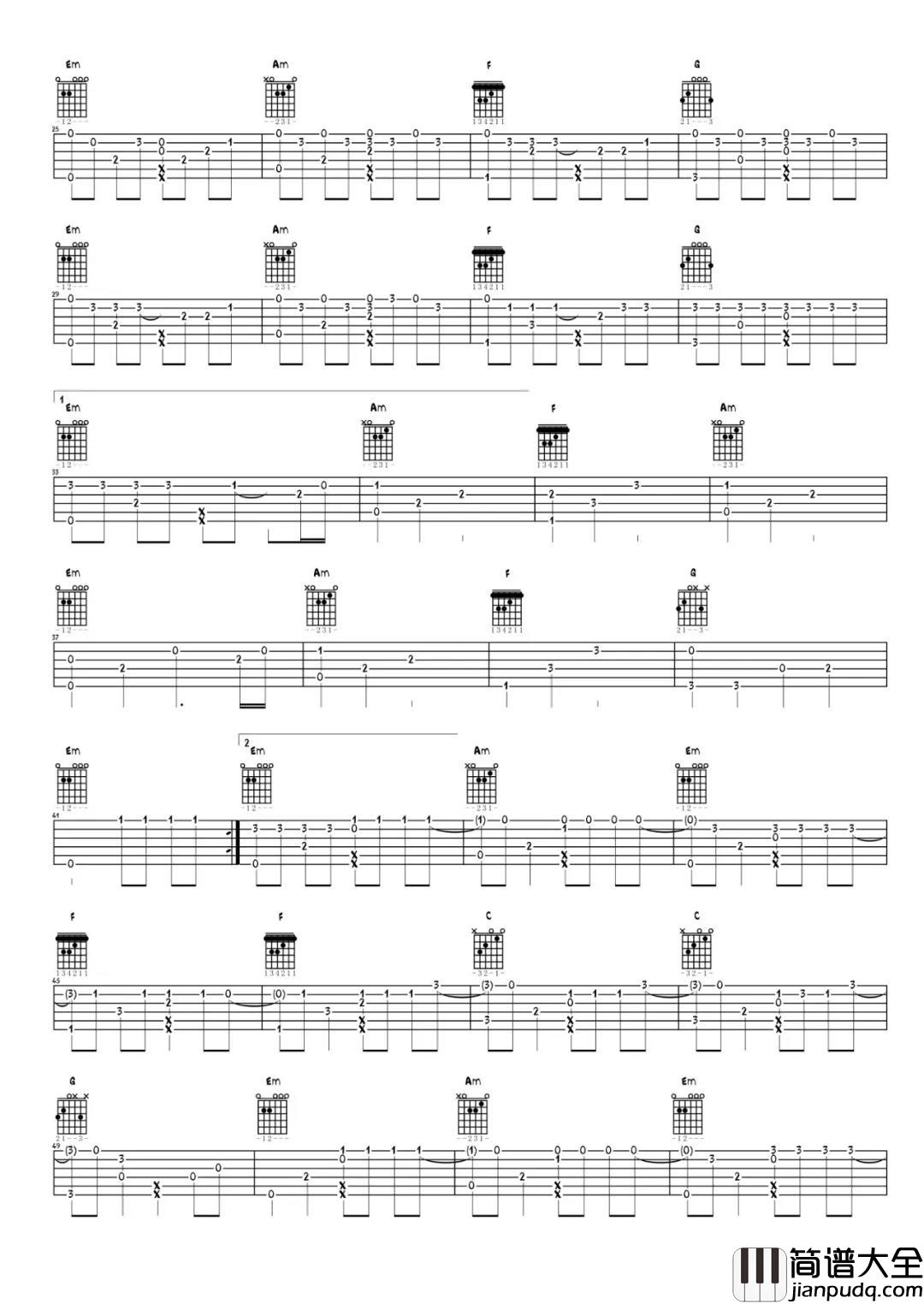 Reset指弹谱_原调六线谱_吴先生编配_Who_Are_You