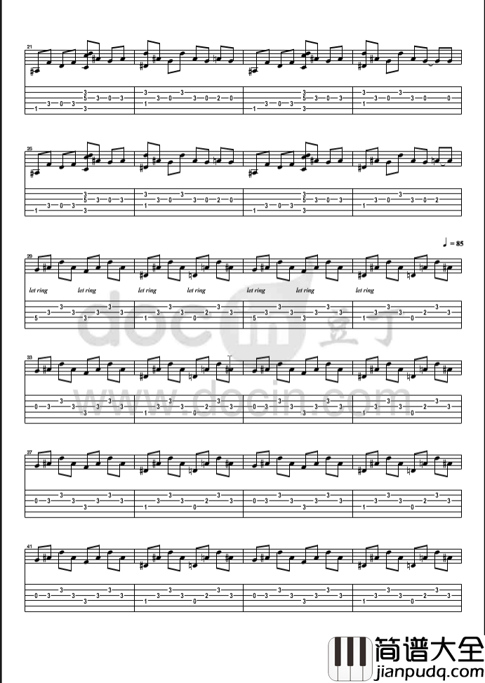 not_tomorrow指弹谱_G调六线谱_豆丁网编配_寂静岭