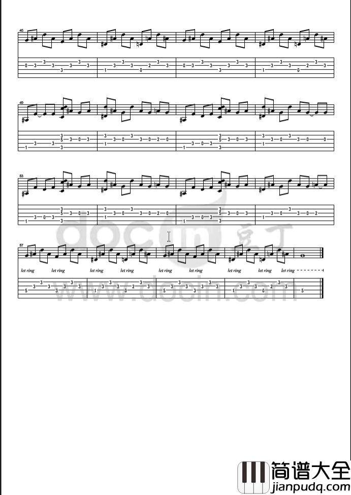 not_tomorrow指弹谱_G调六线谱_豆丁网编配_寂静岭