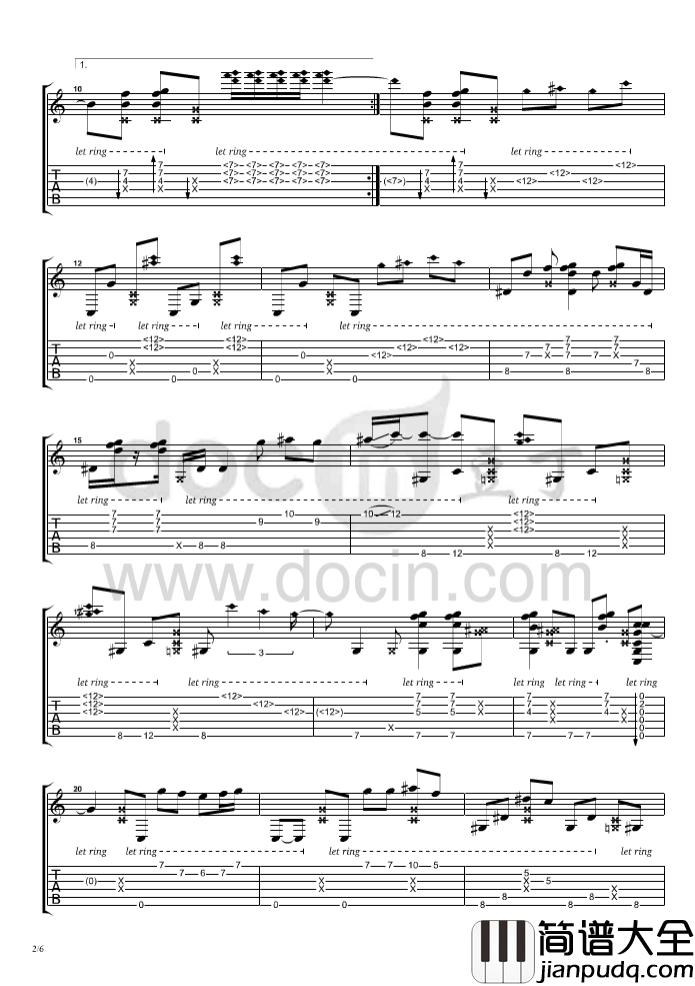 crazy指弹谱_C调六线谱_豆丁网编配_Don_Ross