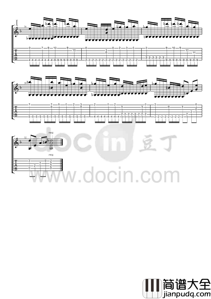 梦语指弹谱_D调六线谱_豆丁网编配_乐正绫