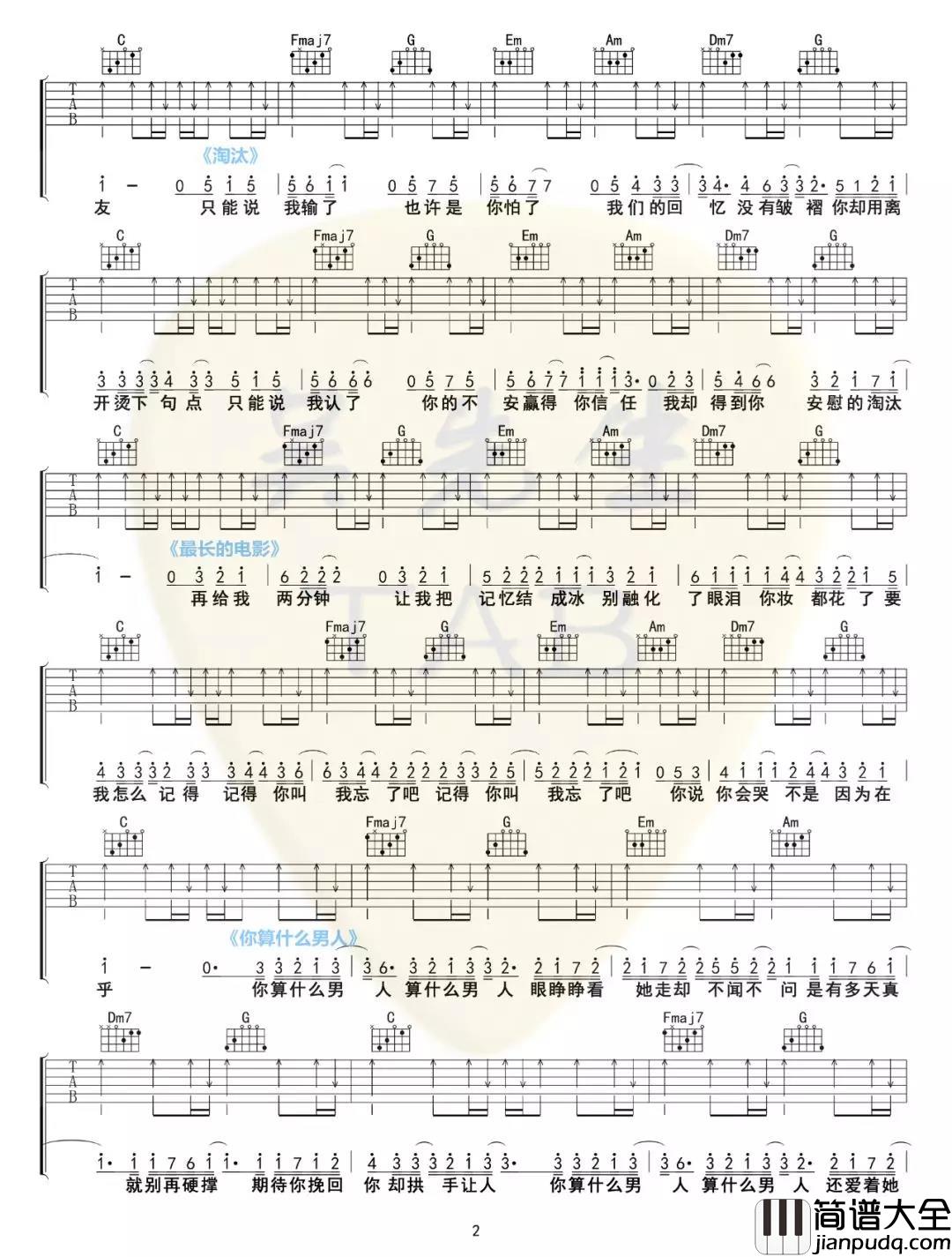 周杰伦歌曲串烧吉他谱_D调附前奏_吴先生编配_周杰伦