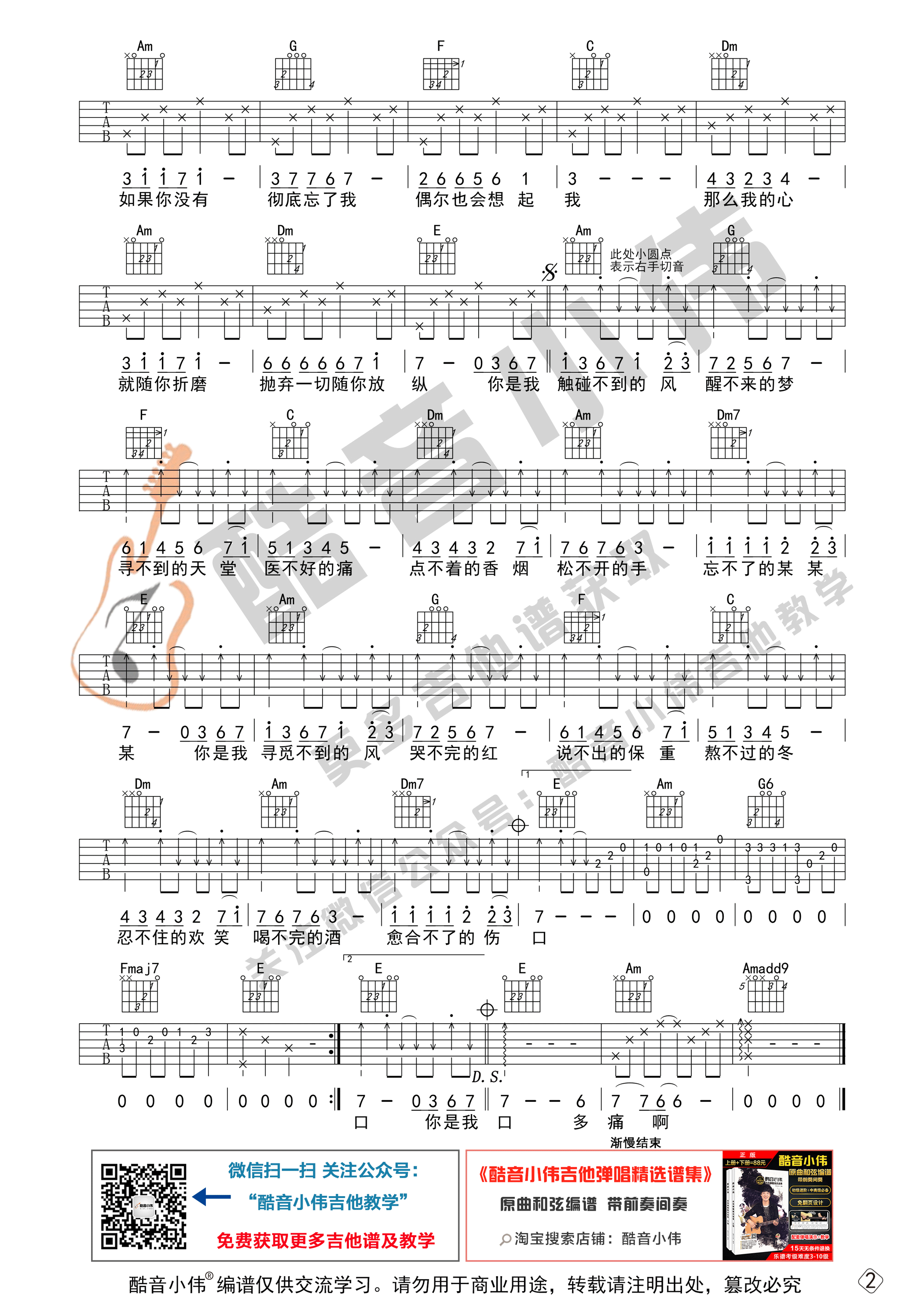 醒不来的梦吉他谱_C调高清版_酷音小伟吉他教学编配_回小仙