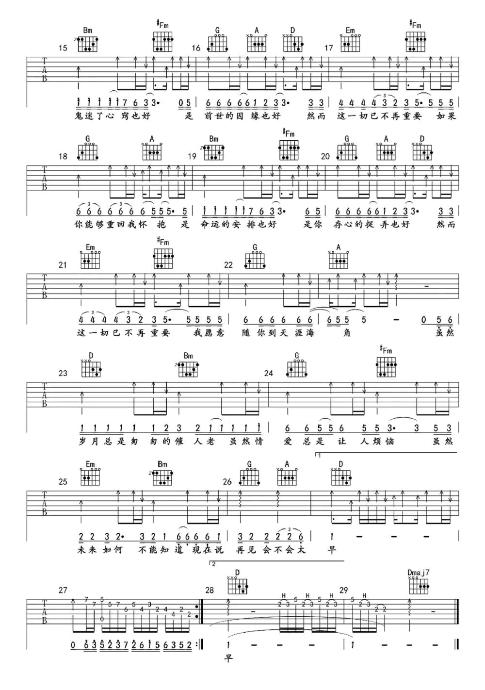 李宗盛《鬼迷心窍》吉他谱_D调弹唱谱_吉他演示视频 李宗盛_鬼迷心窍_吉他谱_D调弹唱谱_吉他演示视频