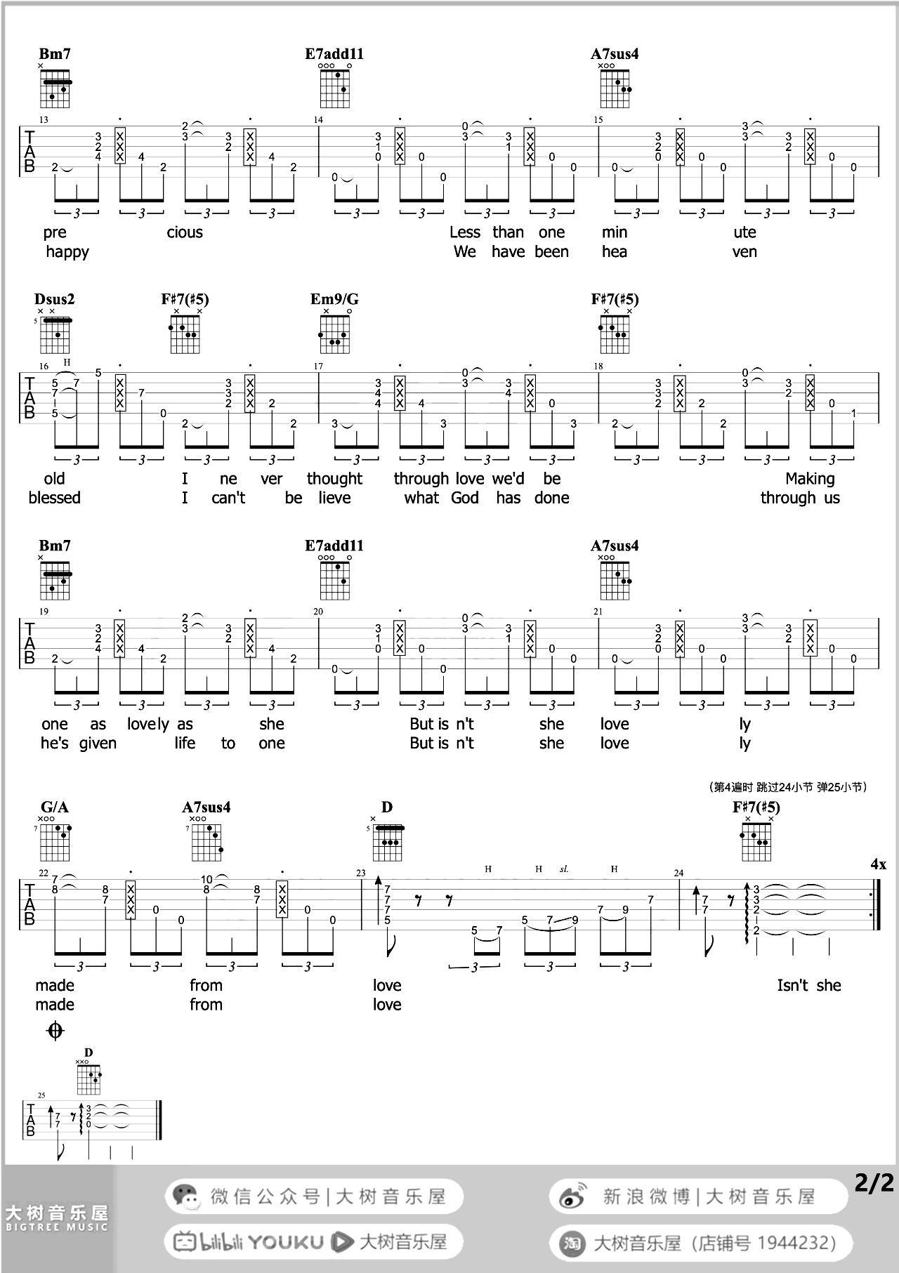 《Isn’t She Lovely》吉他谱_Stevie Wonder_吉他演示/教学视频 _Isn’t_She_Lovely_吉他谱_Stevie_Wonder_吉他演示/教学视频