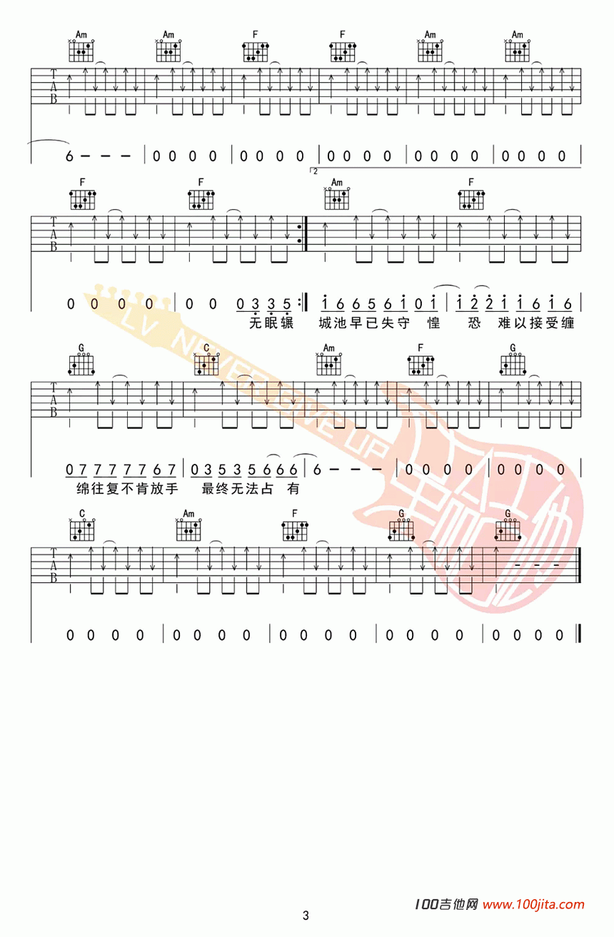 _极恶都市_吉他谱_夏日入侵企画_C调吉他谱